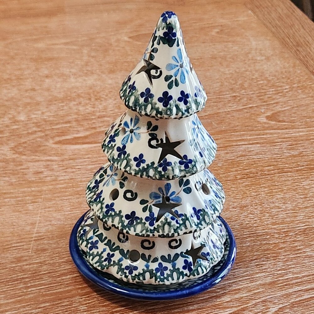 Polish Pottery Luminary Tree and Base Plate